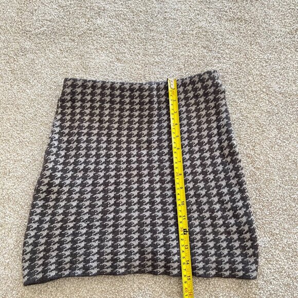 Y2K Versatile Houndstooth Tube Top Mini Skirt Light & Dark Gray Knit Stretch - Picture 8 of 8